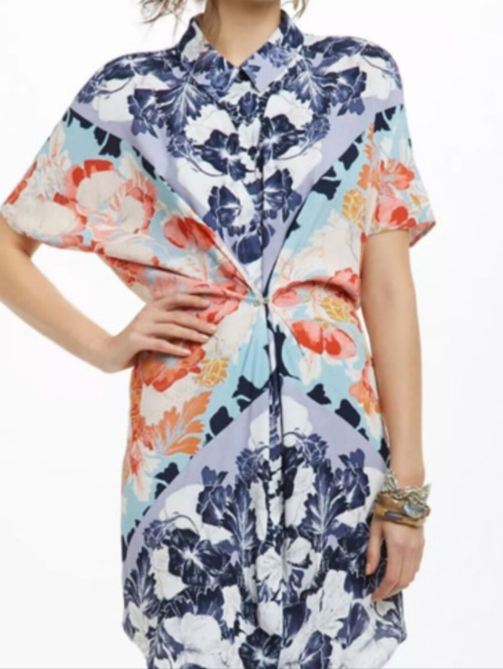 Anthropologie Mauve Hibiscus Bloom Tunic Dress Size Small